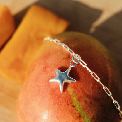 שרשרת כסף 925 עם תליון כוכב ים בגימור טבעי, עיצוב ייחודי בשיטת גילוף שעווה בעבודת יד של Shiroo.